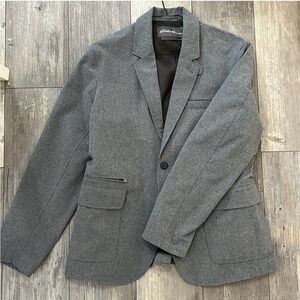 EDDIE BAUER Mens 40 reg Gray Utility Travel Blazer Jacket Stretch